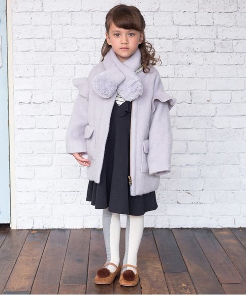 apres les cours(アプレレクール)の「マフラー付2WAYアウター(その他アウター・キッズ・ライトグレー/ラベンダー・100/110/120/130/140/80/90)」の3枚目の写真