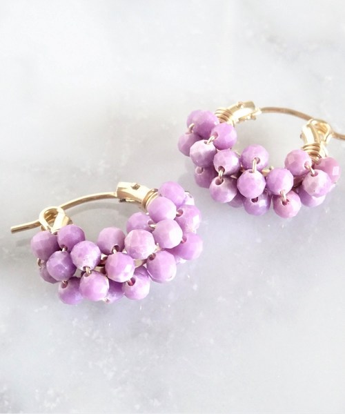 TONE SELECT GOODS（トーンセレクトグッズ）の「【marinaJEWELRY】14kgf/Phosphosiderite pave pierced earring（ピアス（両耳用）・レディース・パープル・FREE）」の3枚目の写真