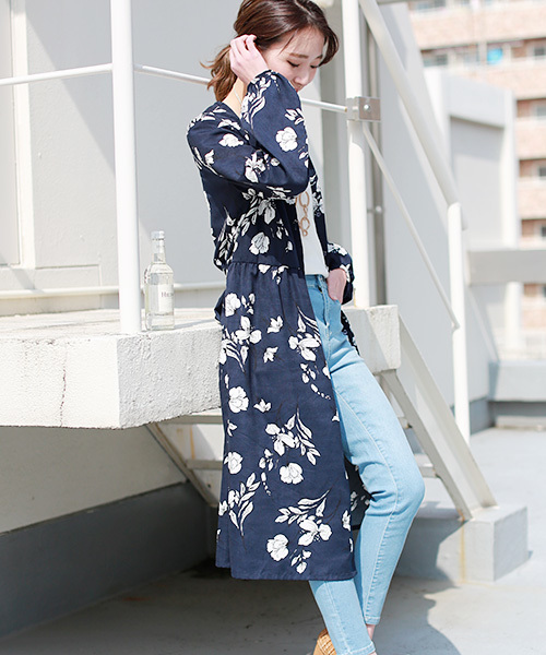 REAL CUBE（リアルキューブ）の「REAL CUBE フラワープリント2WAYリボンワンピース（ワンピース・レディース・オフホワイト/オリーブ/ネイビー・38/40）」の9枚目の写真