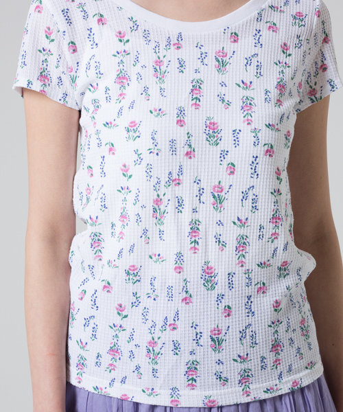 JEMORGAN(ジェーイーモーガン)の「JEMORGAN / サーマル 花柄 ショートスレーブ クルーネックTシャツ (セットアップ対応)(Tシャツ/カットソー・レディース・ホワイト/グレー・FREE)」の8枚目の写真