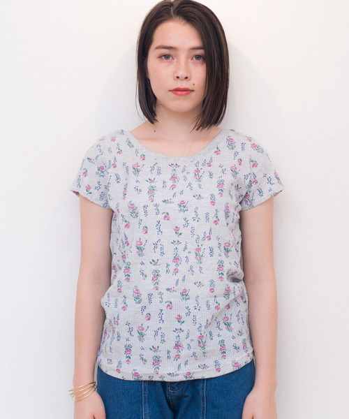 JEMORGAN(ジェーイーモーガン)の「JEMORGAN / サーマル 花柄 ショートスレーブ クルーネックTシャツ (セットアップ対応)(Tシャツ/カットソー・レディース・ホワイト/グレー・FREE)」の15枚目の写真