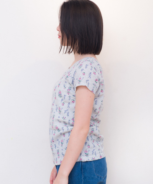 JEMORGAN(ジェーイーモーガン)の「JEMORGAN / サーマル 花柄 ショートスレーブ クルーネックTシャツ (セットアップ対応)(Tシャツ/カットソー・レディース・ホワイト/グレー・FREE)」の16枚目の写真