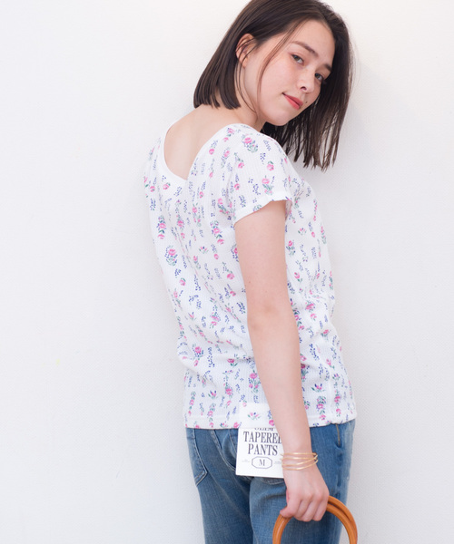 JEMORGAN(ジェーイーモーガン)の「JEMORGAN / サーマル 花柄 ショートスレーブ クルーネックTシャツ (セットアップ対応)(Tシャツ/カットソー・レディース・ホワイト/グレー・FREE)」の22枚目の写真