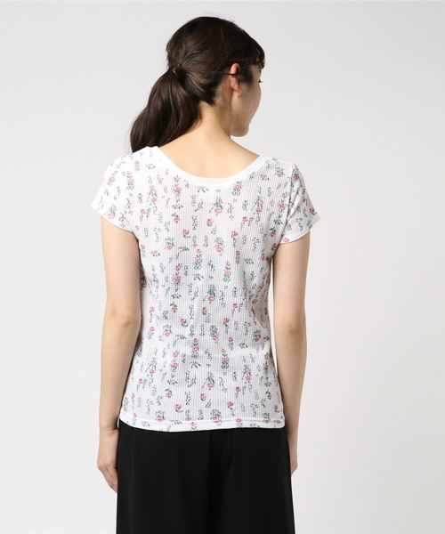 JEMORGAN(ジェーイーモーガン)の「JEMORGAN / サーマル 花柄 ショートスレーブ クルーネックTシャツ (セットアップ対応)(Tシャツ/カットソー・レディース・ホワイト/グレー・FREE)」の3枚目の写真