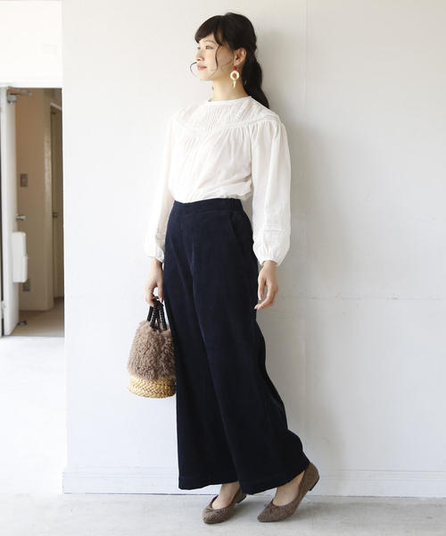 coen（コーエン）の「【新色追加】コーデュロイワイドパンツ（その他パンツ・レディース・ナチュラル/ネイビー/ワイン/ライトグレー/ホワイト/ライム/ベージュ・SMALL/MEDIUM/LARGE）」の17枚目の写真