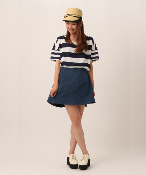 Another Edition（アナザーエディション）の「AE[A]ﾎﾞﾝﾃﾞｨﾝｸﾞ ﾌﾚｱSK（スカート・レディース・ネイビー/ライトブルー/コバルトブルー・SMALL/MEDIUM）」の8枚目の写真