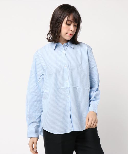 LOWRYS FARM（ローリーズファーム）の「レギュラーシャツロングスリーブ 804833（シャツ/ブラウス・レディース・ブラック/オフホワイト/カーキ/ブラック系その他/ベージュ系その他/ブルー系その他/ベージュ/ストライプ/ブルー・MEDIUM/LARGE）」の12枚目の写真