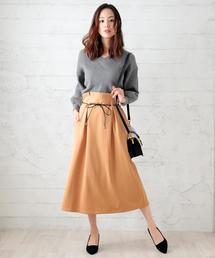 サイドフレアスカート　紐ベルト付き