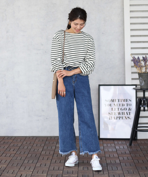 Bou Jeloud(ブージュルード)の「プチプラ◆袖タック裏起毛ボーダーカットソー(Tシャツ/カットソー・レディース・ブラック/オフホワイト・38)」の4枚目の写真