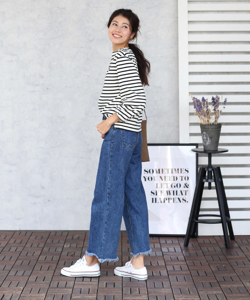 Bou Jeloud(ブージュルード)の「プチプラ◆袖タック裏起毛ボーダーカットソー(Tシャツ/カットソー・レディース・ブラック/オフホワイト・38)」の5枚目の写真
