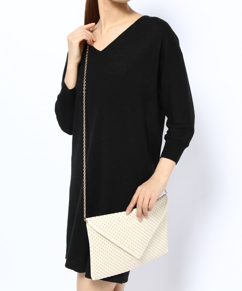 ROSE BUD（ローズバッド）の「(LL ACCESSORIES) B1308 STUDDED CLUTCH BAG 【VERＹ掲載】（クラッチバッグ・レディース・ブラック/クリーム・ONE SIZE）」の8枚目の写真