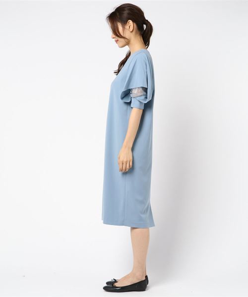 TRUDEA(トルディア)の「フリルスリーブⅤネックワンピース/ 結婚式・成人式・謝恩会ワンピース・パーティードレス(ドレス・レディース・ネイビー/カーキ/サックスブルー/パープル・MEDIUM/LARGE)」の5枚目の写真