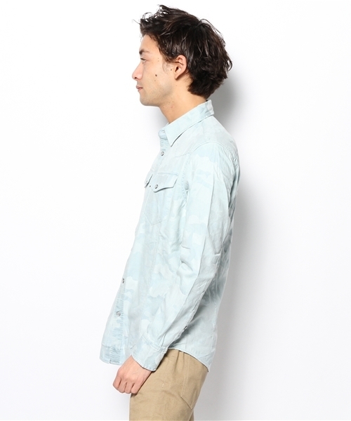 PLST(プラステ)の「Men カモフラージュ柄ウエスタンシャツ(シャツ/ブラウス・メンズ・インディゴブルー・X-LARGE/LARGE/SMALL/MEDIUM)」の3枚目の写真