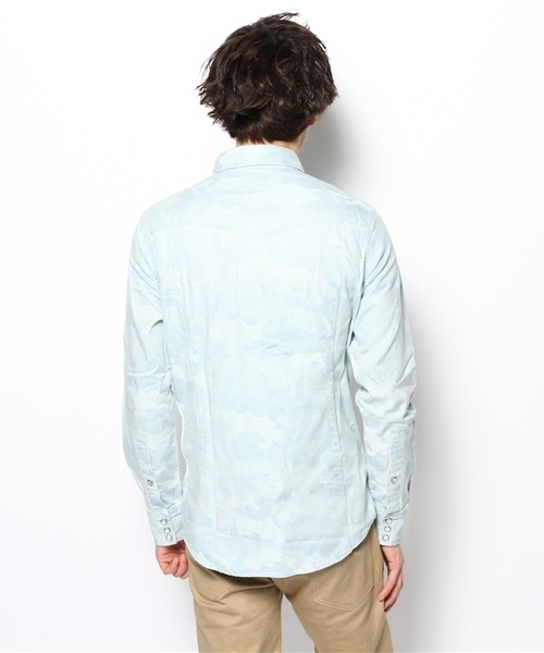 PLST(プラステ)の「Men カモフラージュ柄ウエスタンシャツ(シャツ/ブラウス・メンズ・インディゴブルー・X-LARGE/LARGE/SMALL/MEDIUM)」の4枚目の写真
