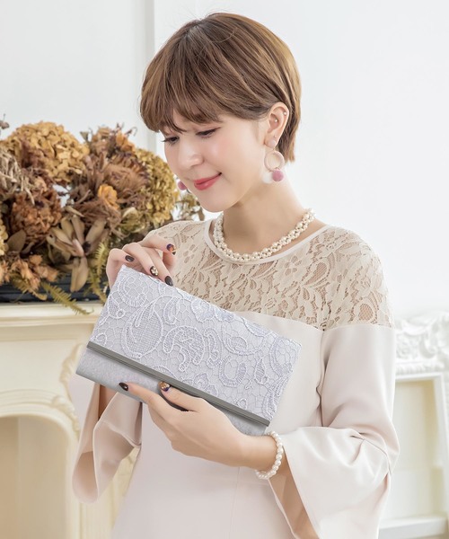Cinderella(シンデレラ)の「パーティーバッグ レースクラッチバッグ(クラッチバッグ・レディース・シルバー/ブラック/ベージュ・FREE)」の14枚目の写真