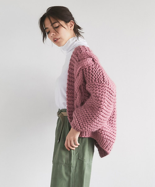 I Love Mr Mittens(アイラブミスターミトンズ)の「【I Love Mr Mittens】BOMBER KNIT JACKET(カーディガン)」|ピンク系その他