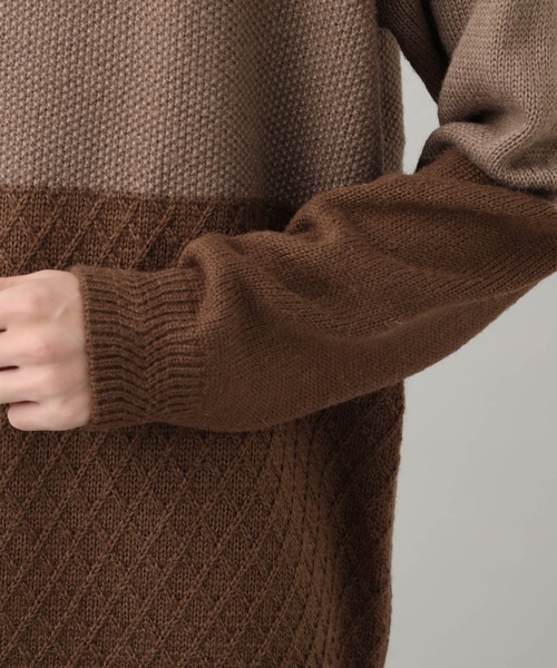 JUNRED（ジュンレッド）の「アルパカ混３パネルニット（ニット/セーター・メンズ・グレー/ベージュ・M/L/S）」の11枚目の写真