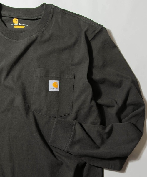 Carhartt（カーハート）の「Carhartt/ カーハート M WorkwearPKブランドロゴロンTEE K126（Tシャツ/カットソー・メンズ・チャコールグレー/ブラック/ダークブラウン/ネイビー/グレー/グリーン/ダークグレー/バーガンディー/グリーン系その他/ライム/オレンジ/ホワイト・SMALL/MEDIUM/LARGE/X-LARGE）」の6枚目の写真