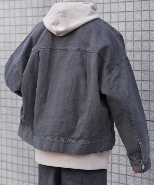 kutir（クティール）の「デニムジャケット（ブルゾン・メンズ・ブラック/サックスブルー・MEDIUM/LARGE）」の7枚目の写真