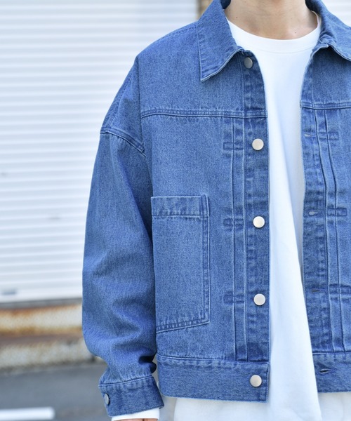 kutir（クティール）の「デニムジャケット（ブルゾン・メンズ・ブラック/サックスブルー・MEDIUM/LARGE）」の8枚目の写真