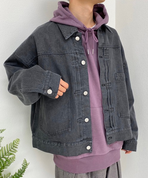 kutir（クティール）の「デニムジャケット（ブルゾン・メンズ・ブラック/サックスブルー・MEDIUM/LARGE）」の22枚目の写真