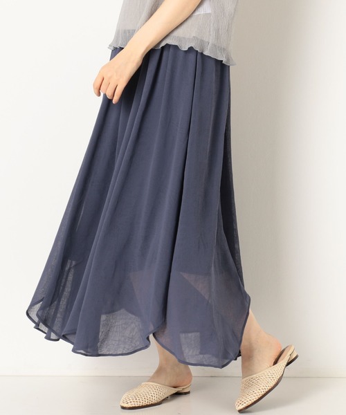 archives(アルシーヴ)の「イレヘムワッシャーシフォンスカート(スカート・レディース・グリーン/ネイビー/アイボリー/ブルー/ピンクベージュ・MEDIUM)」の4枚目の写真