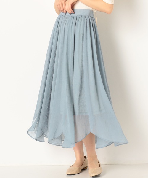 archives(アルシーヴ)の「イレヘムワッシャーシフォンスカート(スカート・レディース・グリーン/ネイビー/アイボリー/ブルー/ピンクベージュ・MEDIUM)」の5枚目の写真