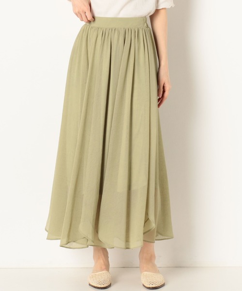 archives(アルシーヴ)の「イレヘムワッシャーシフォンスカート(スカート・レディース・グリーン/ネイビー/アイボリー/ブルー/ピンクベージュ・MEDIUM)」の3枚目の写真