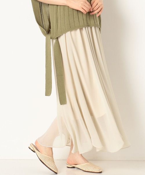 archives(アルシーヴ)の「イレヘムワッシャーシフォンスカート(スカート・レディース・グリーン/ネイビー/アイボリー/ブルー/ピンクベージュ・MEDIUM)」の2枚目の写真