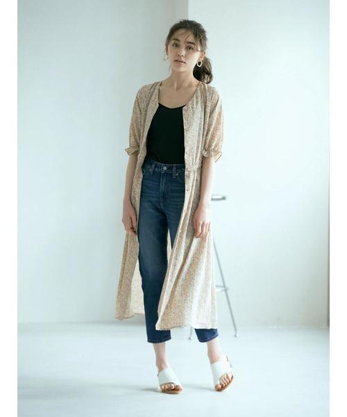 earth music&ecology（アースミュージックアンドエコロジー）の「花柄ガウンワンピース ＊（ワンピース・レディース・ベージュ/グリーン/サックスブルー・FREE）」の5枚目の写真