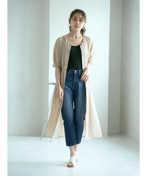 earth music&ecology（アースミュージックアンドエコロジー）の「花柄ガウンワンピース ＊（ワンピース・レディース・ベージュ/グリーン/サックスブルー・FREE）」の7枚目の写真