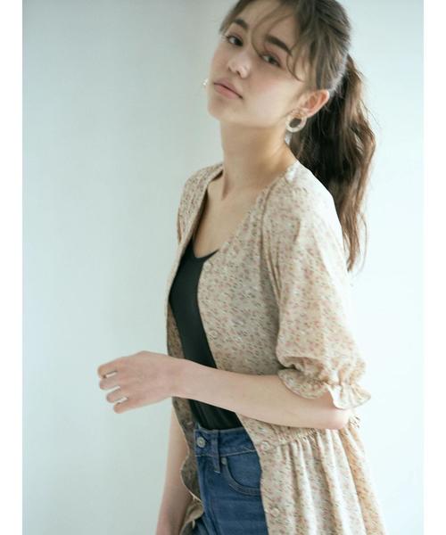 earth music&ecology（アースミュージックアンドエコロジー）の「花柄ガウンワンピース ＊（ワンピース・レディース・ベージュ/グリーン/サックスブルー・FREE）」の12枚目の写真