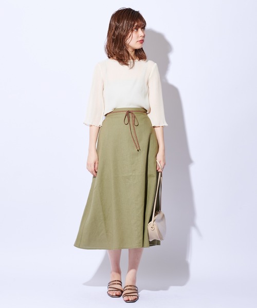 natural couture（ナチュラルクチュール）の「リネン混フレアロングスカート（スカート・レディース・ブラック/カーキ/イエロー/ライトベージュ/レンガ・FREE）」の11枚目の写真