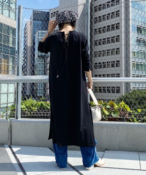 PAGEBOY（ページボーイ）の「バックレースアップワンピース（ワンピース・レディース・ブラック/ブラウン/グレイッシュベージュ・FREE）」の6枚目の写真