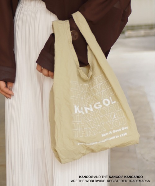 KANGOL（カンゴール）の「【KANGOL / カンゴール】 プリント折りたたみエコバッグ（エコバッグ/サブバッグ・レディース・グレー/ホワイト/ベージュ・MEDIUM）」の3枚目の写真