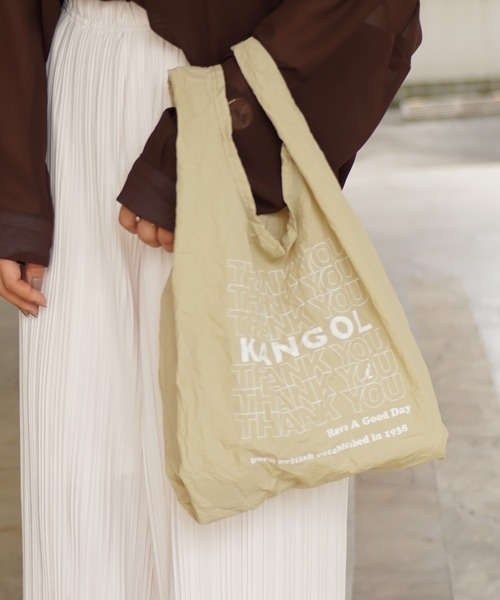 KANGOL（カンゴール）の「【KANGOL / カンゴール】 プリント折りたたみエコバッグ（エコバッグ/サブバッグ・レディース・グレー/ホワイト/ベージュ・MEDIUM）」の10枚目の写真