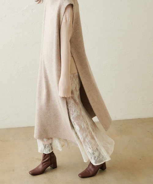 natural couture(ナチュラルクチュール)の「ハイネックロングベスト(ベスト・レディース・アイボリー/ベージュ・FREE)」の13枚目の写真