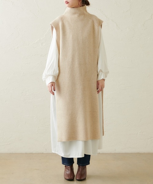 natural couture(ナチュラルクチュール)の「ハイネックロングベスト(ベスト・レディース・アイボリー/ベージュ・FREE)」の18枚目の写真