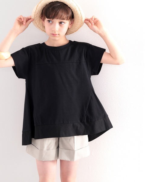 classicalelf（クラシカルエルフ）の「≪キッズ≫裾ふわり、大人レディ。裾フレア切替えカットソー（Tシャツ/カットソー・キッズ・ブラック/オフホワイト・130/140/150/160）」の2枚目の写真