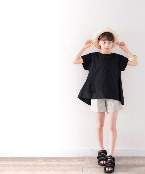 classicalelf（クラシカルエルフ）の「≪キッズ≫裾ふわり、大人レディ。裾フレア切替えカットソー（Tシャツ/カットソー・キッズ・ブラック/オフホワイト・130/140/150/160）」の13枚目の写真