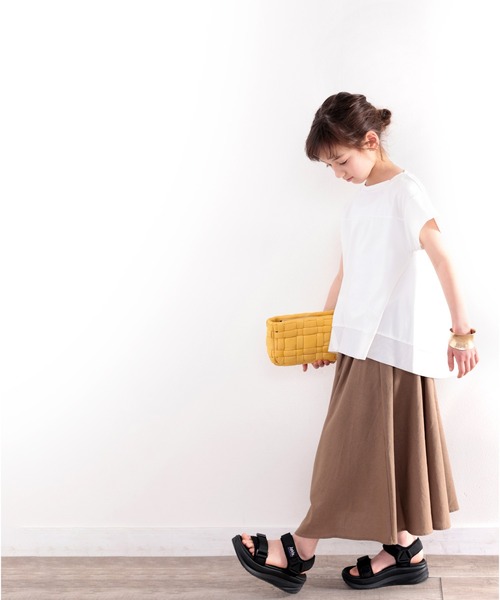 classicalelf（クラシカルエルフ）の「≪キッズ≫裾ふわり、大人レディ。裾フレア切替えカットソー（Tシャツ/カットソー・キッズ・ブラック/オフホワイト・130/140/150/160）」の4枚目の写真