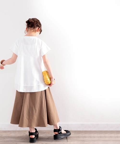 classicalelf（クラシカルエルフ）の「≪キッズ≫裾ふわり、大人レディ。裾フレア切替えカットソー（Tシャツ/カットソー・キッズ・ブラック/オフホワイト・130/140/150/160）」の9枚目の写真