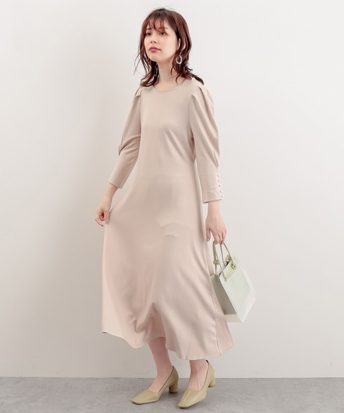 natural couture（ナチュラルクチュール）の「【WEB限定】袖口パールカットフレアワンピース（ワンピース・レディース・ライトベージュ/ミント/ブラック・FREE）」の13枚目の写真