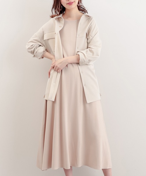 natural couture（ナチュラルクチュール）の「【WEB限定】袖口パールカットフレアワンピース（ワンピース・レディース・ライトベージュ/ミント/ブラック・FREE）」の14枚目の写真