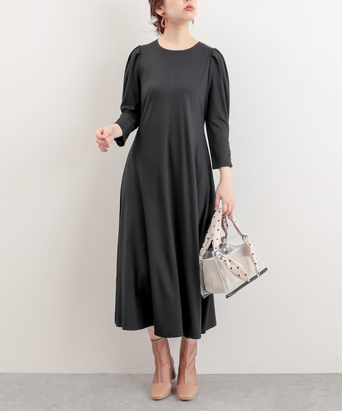 natural couture（ナチュラルクチュール）の「【WEB限定】袖口パールカットフレアワンピース（ワンピース・レディース・ライトベージュ/ミント/ブラック・FREE）」の4枚目の写真