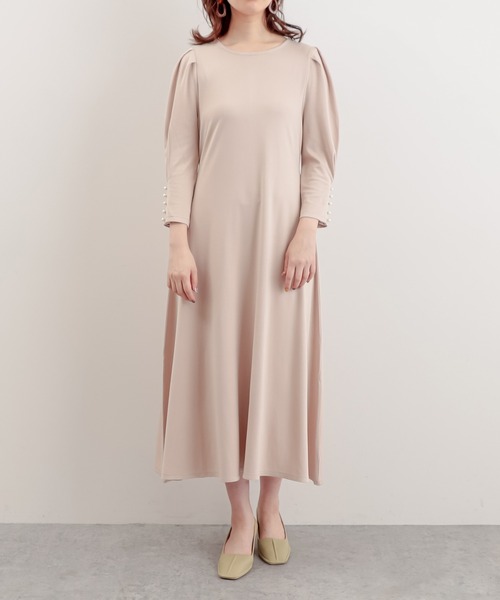 natural couture（ナチュラルクチュール）の「【WEB限定】袖口パールカットフレアワンピース（ワンピース・レディース・ライトベージュ/ミント/ブラック・FREE）」の17枚目の写真