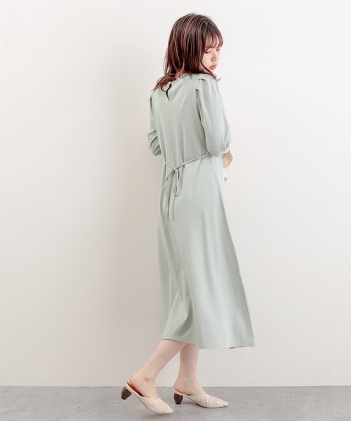 natural couture（ナチュラルクチュール）の「【WEB限定】袖口パールカットフレアワンピース（ワンピース・レディース・ライトベージュ/ミント/ブラック・FREE）」の8枚目の写真