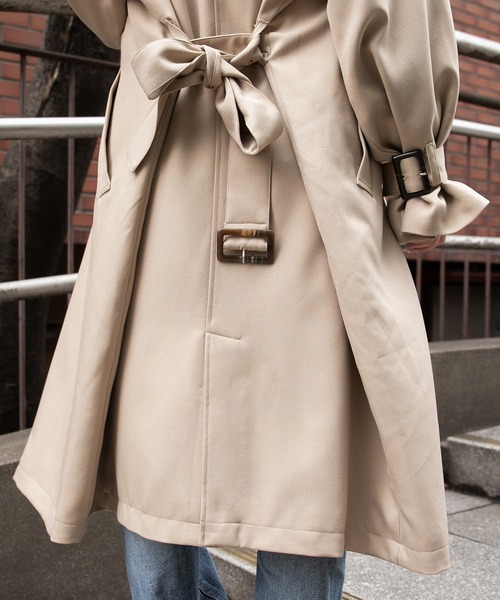 PairPair(ペアペア)の「ソデボリュームトレンチコート(トレンチコート・レディース・ベージュ/ダークパープル/ライトグリーン・MEDIUM/SMALL)」の18枚目の写真