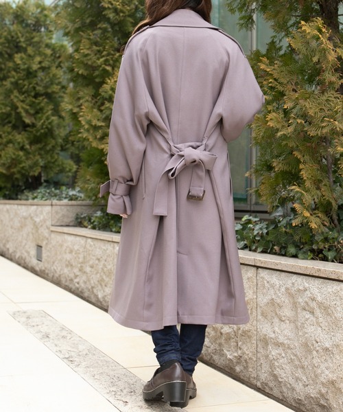 PairPair(ペアペア)の「ソデボリュームトレンチコート(トレンチコート・レディース・ベージュ/ダークパープル/ライトグリーン・MEDIUM/SMALL)」の9枚目の写真