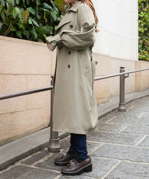 PairPair(ペアペア)の「ソデボリュームトレンチコート(トレンチコート・レディース・ベージュ/ダークパープル/ライトグリーン・MEDIUM/SMALL)」の5枚目の写真